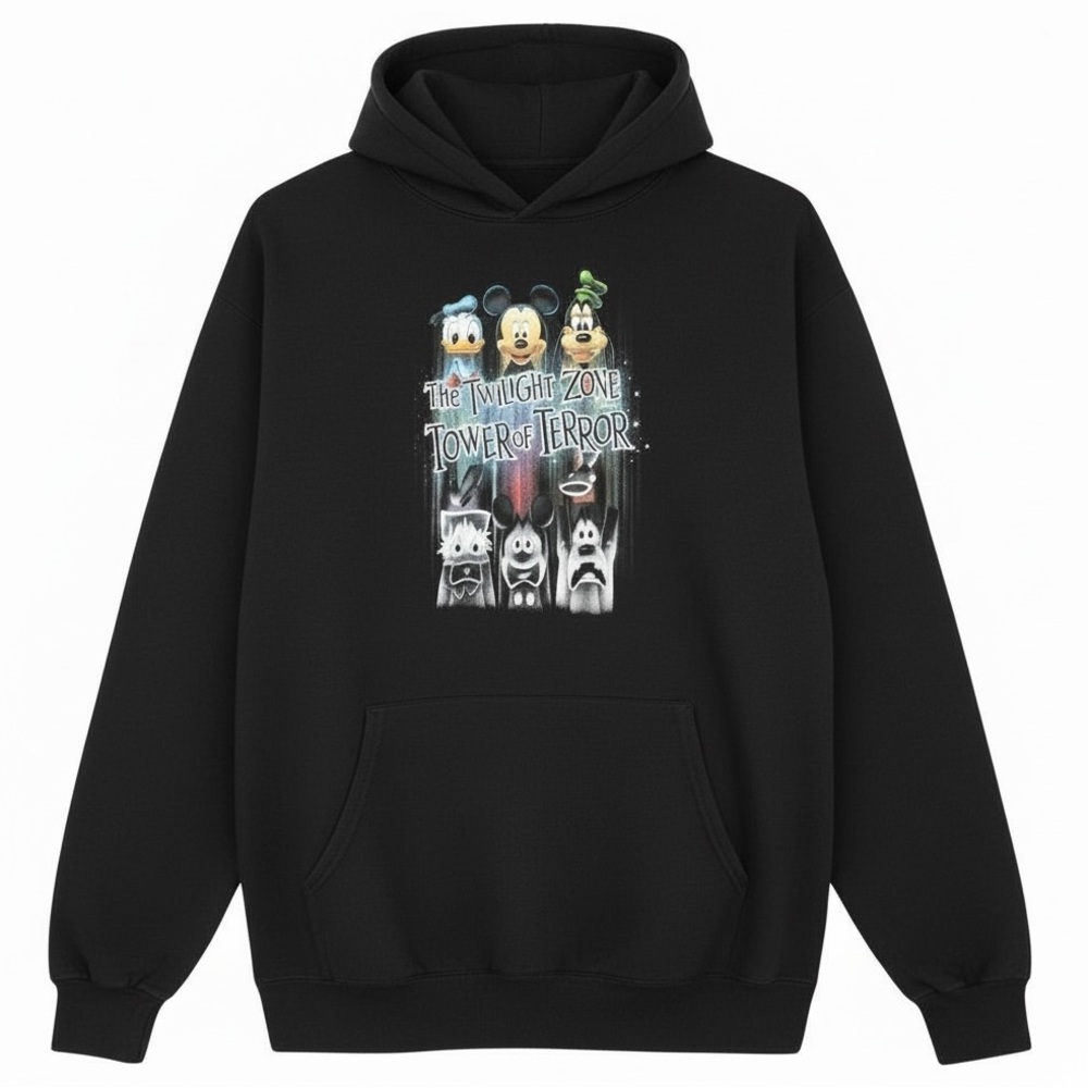 Disney Parks 2016 Tower of Terror Hoodie – Mickey Donald Goofy Lrg/black